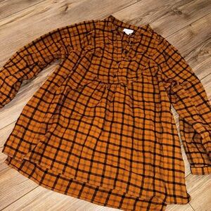 Isabel Maternity by Ingrid & Isabel Orange Plaid Blouse